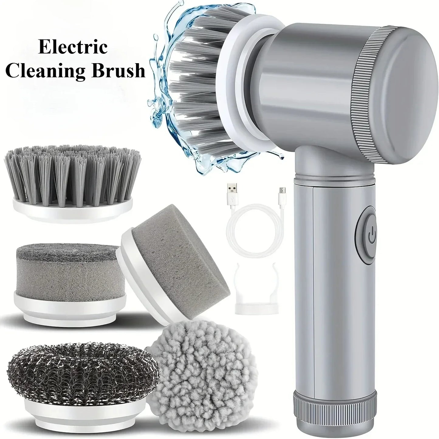 Revolutionize Your Cleaning Routine with the Cordless Electric Spin Scrubber - 5-in-1 Tool with Interchangeable Brush Heads and Adjustable Handle