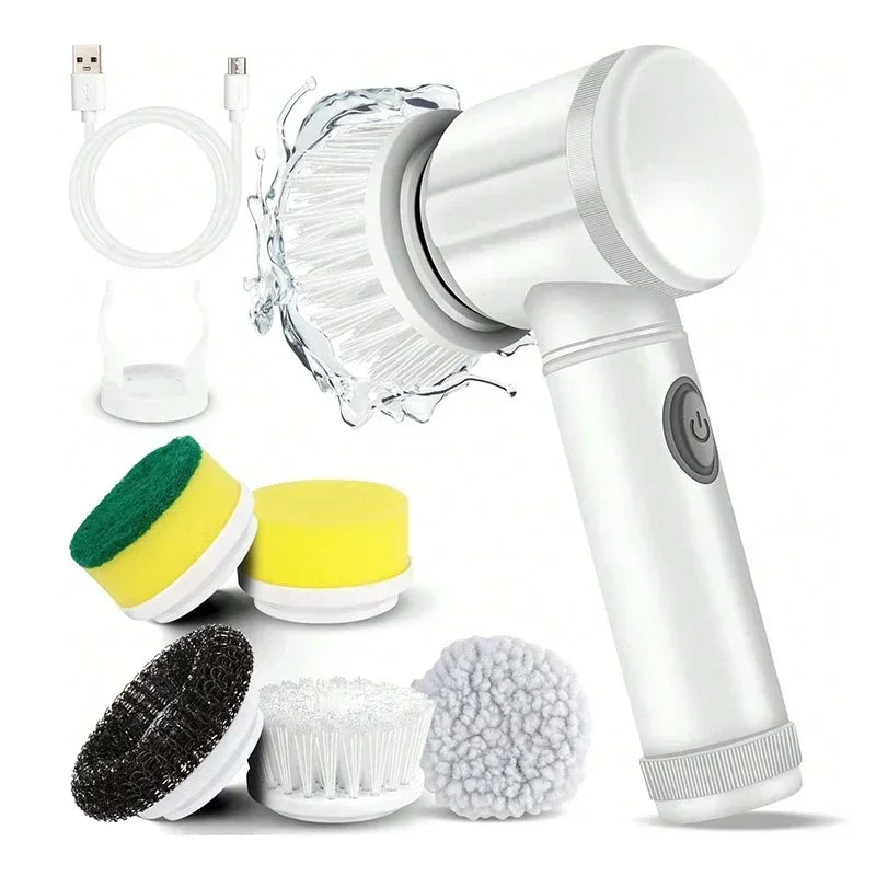Revolutionize Your Cleaning Routine with the Cordless Electric Spin Scrubber - 5-in-1 Tool with Interchangeable Brush Heads and Adjustable Handle