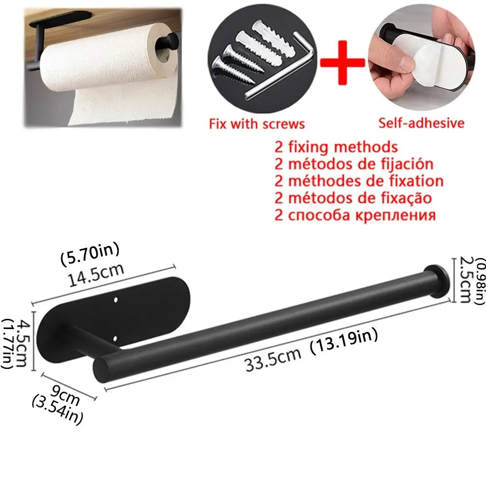 Portarrollos adhesivo de cocina sin taladro — acero inoxidable