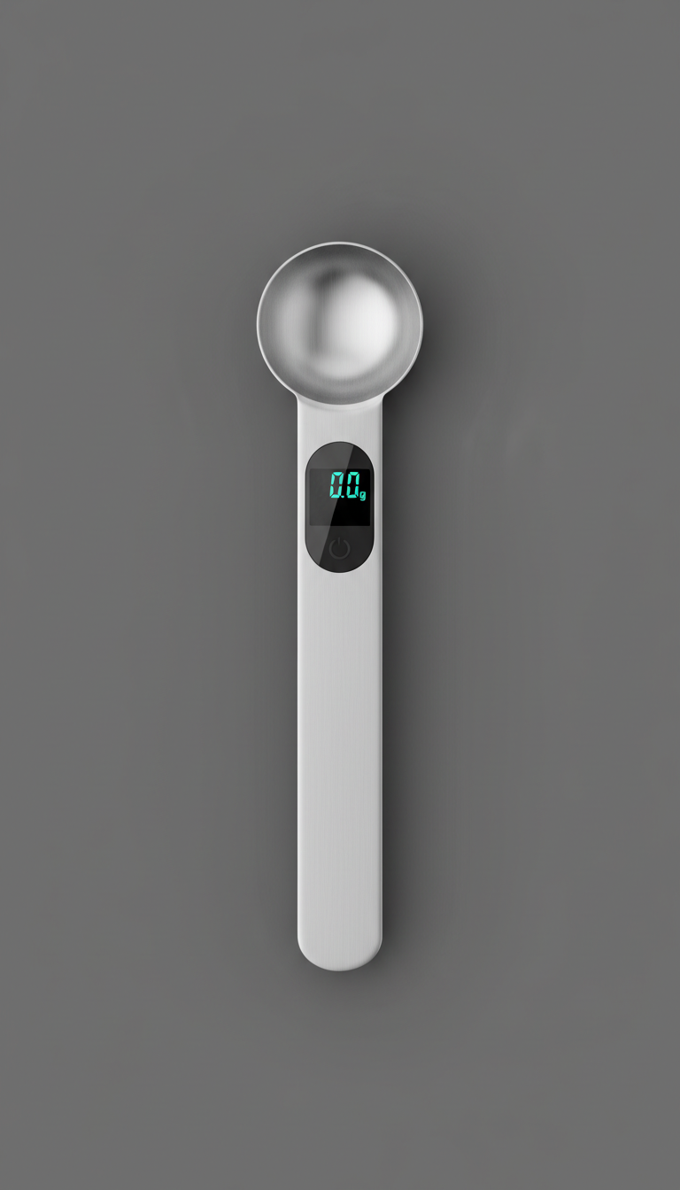 Cuchara medidora digital de acero inoxidable — precisión 0,1g